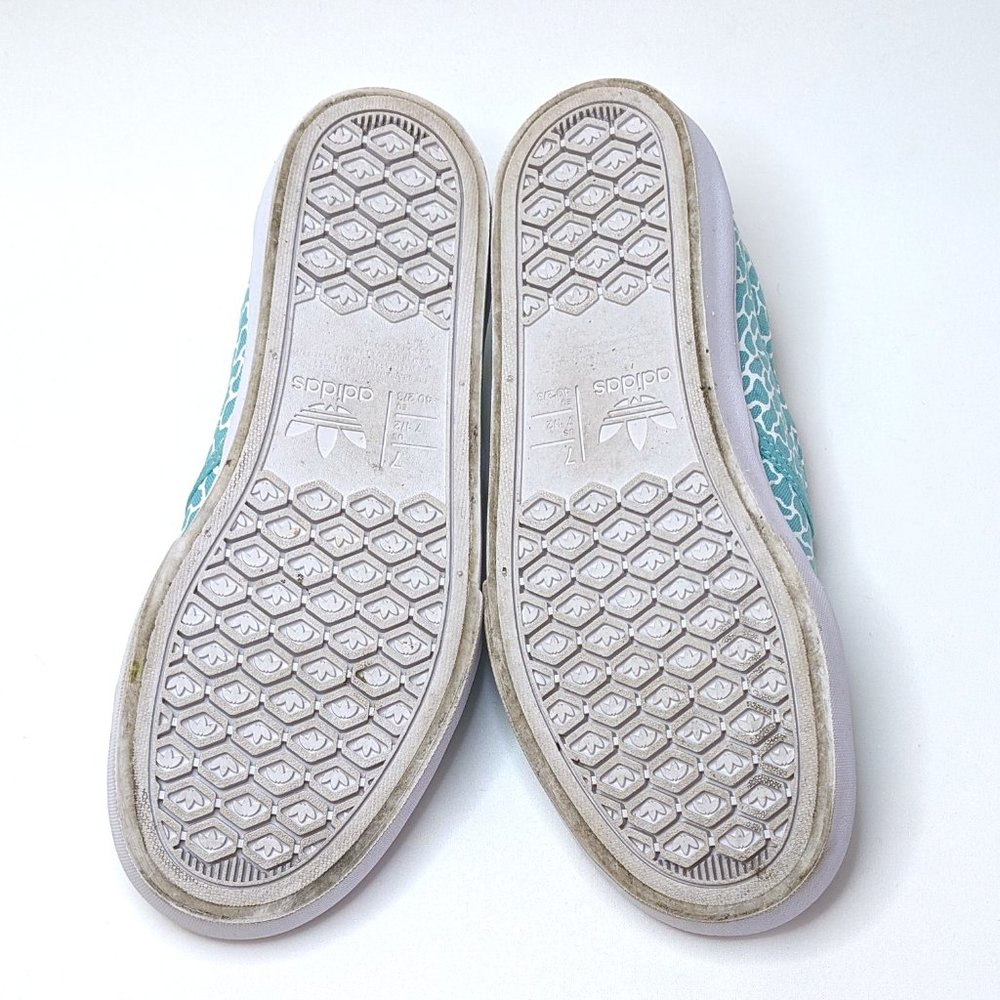 ADIDAS Court Rallye Slip-On White Aqua Teal Statement Print Shoes Men's Size 7.5 - Picture 6 of 6